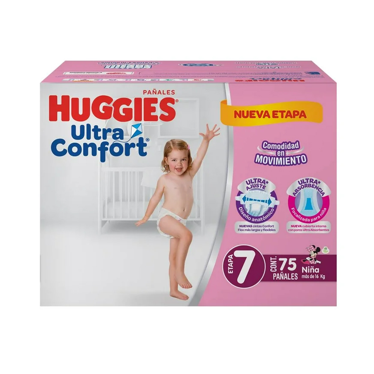 Pañales Huggies Ultraconfort Etapa 7 Niña 75 Pañales