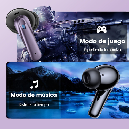 Audífonos Inalámbricos Occiam P91 In Ear Bluetooth 5.4 ANC ±30dB Cancelación de Ruido Color Morado 60H Autonomía ENC Conexión Rápida Carga Inalámbrica HI-FI Bajo IPX7