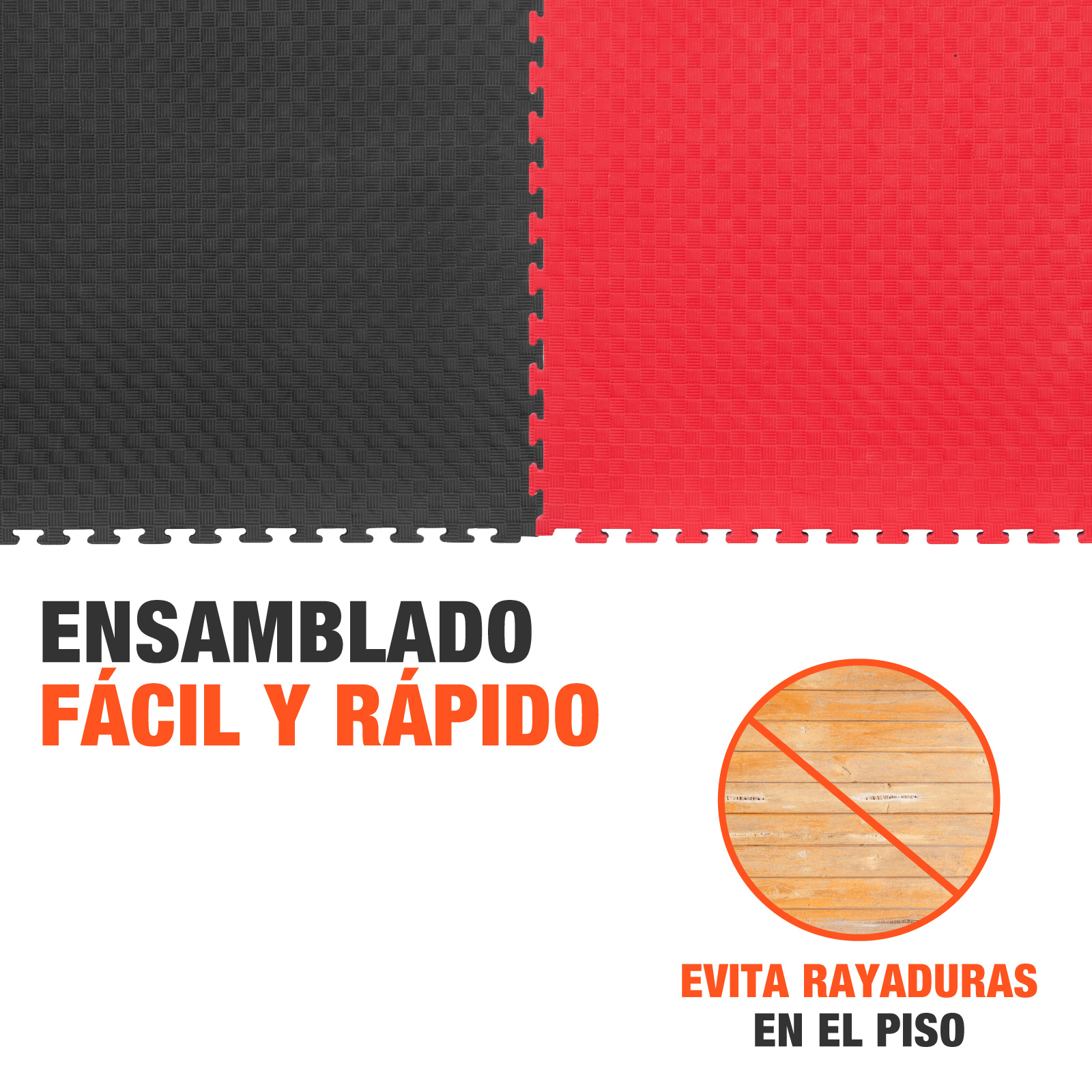 Tatami Judo Taekwondo Piso Para Gimnasio 1m Altera 1pz Patron Cuadros Color Negro-Rojo