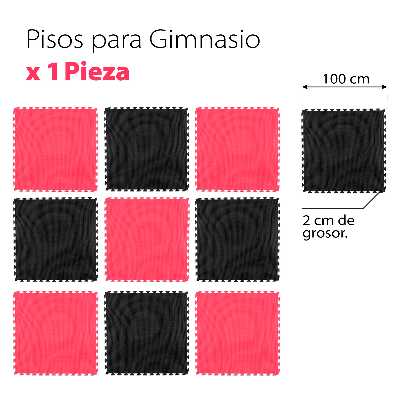 Tatami Judo Taekwondo Piso Para Gimnasio 1m Altera 1pz Patron T Negro-Rojo 