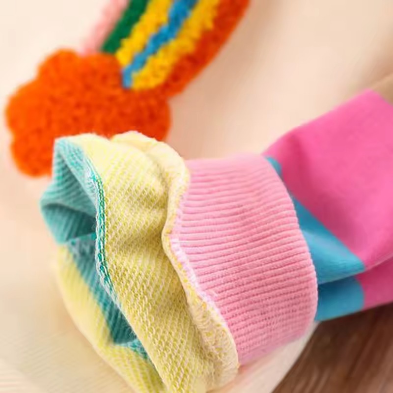 Vestido Manga Larga a Rayas de Arcoíris Niña Primavera