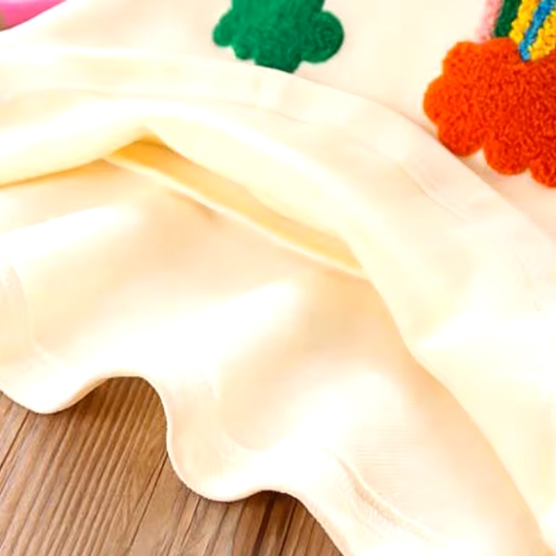 Vestido Manga Larga a Rayas de Arcoíris Niña Primavera