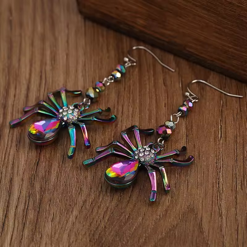 Aretes Pendientes Tarántula Araña Grande Colorida Moda Fiesta Regalo