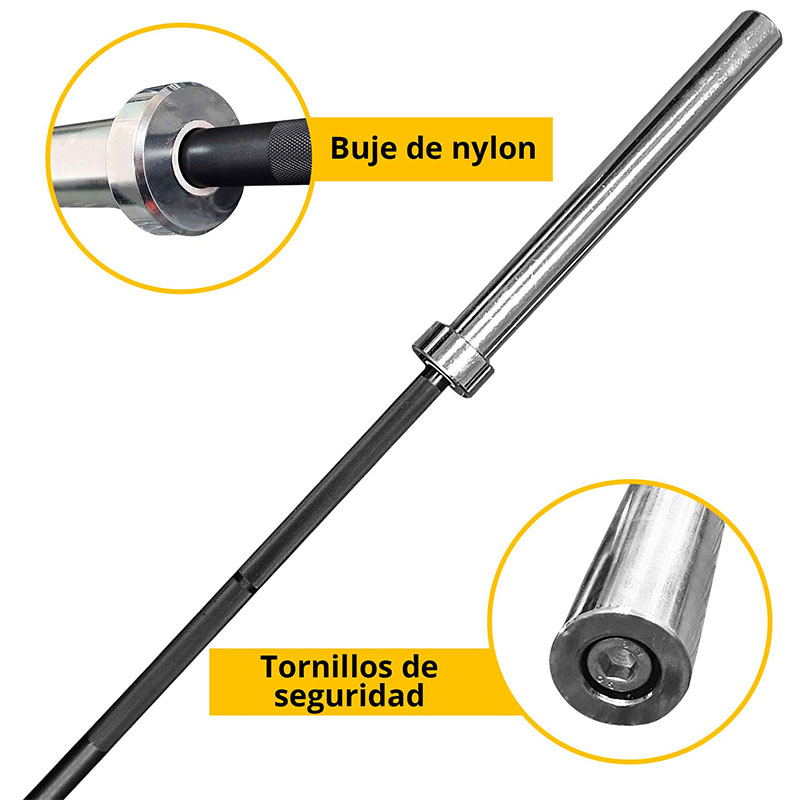 Tayga barra olímpica negra con mangos cromados 