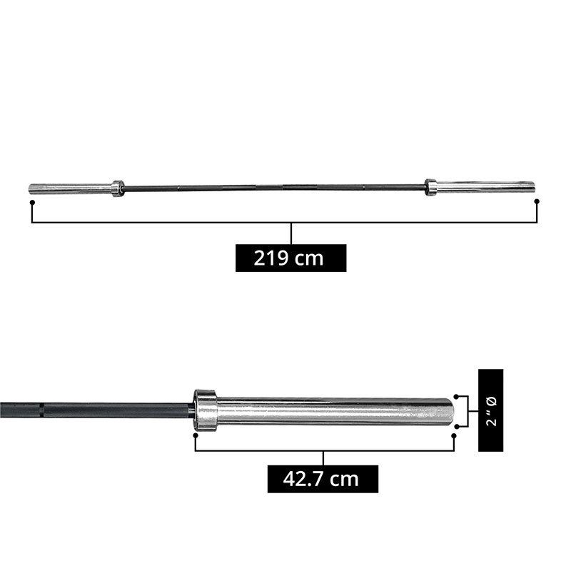 Tayga barra olímpica negra con mangos cromados 