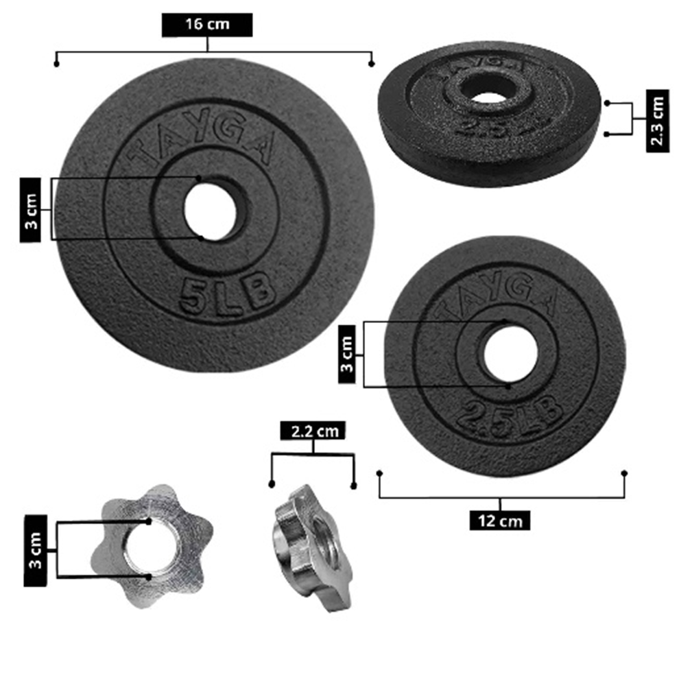 Tayga par de Mancuernas Ajustables 25 lb c/u con seguros