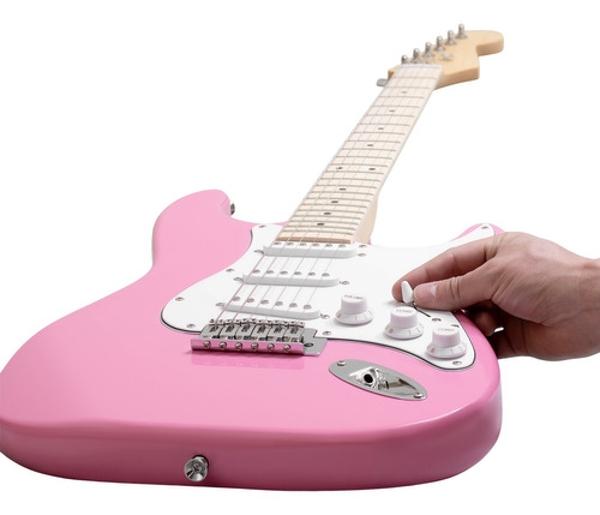 Guitarra Electrica Accesorios Rosa + Amplificador De Regalo 9v 5a Audiotek