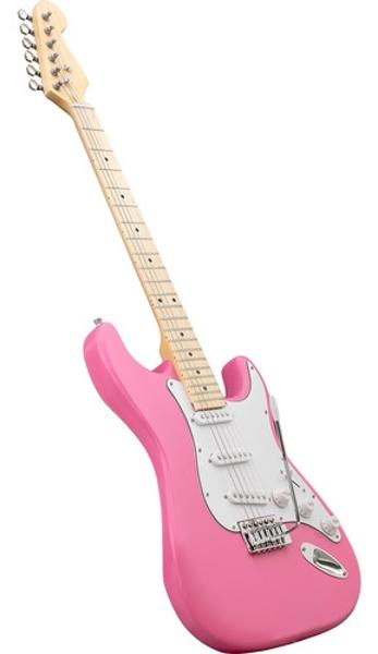 Guitarra Electrica Accesorios Rosa + Amplificador De Regalo 9v 5a Audiotek