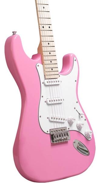 Guitarra Electrica Accesorios Rosa + Amplificador De Regalo 9v 5a Audiotek
