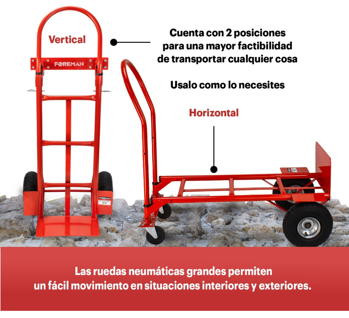 Diablo De Carga 400 Kg Plataforma Ruedas Neumáticas Carrito