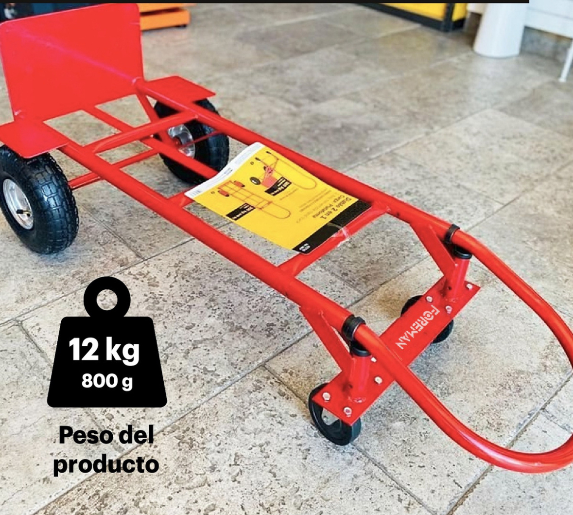 Diablo De Carga 400 Kg Plataforma Ruedas Neumáticas Carrito
