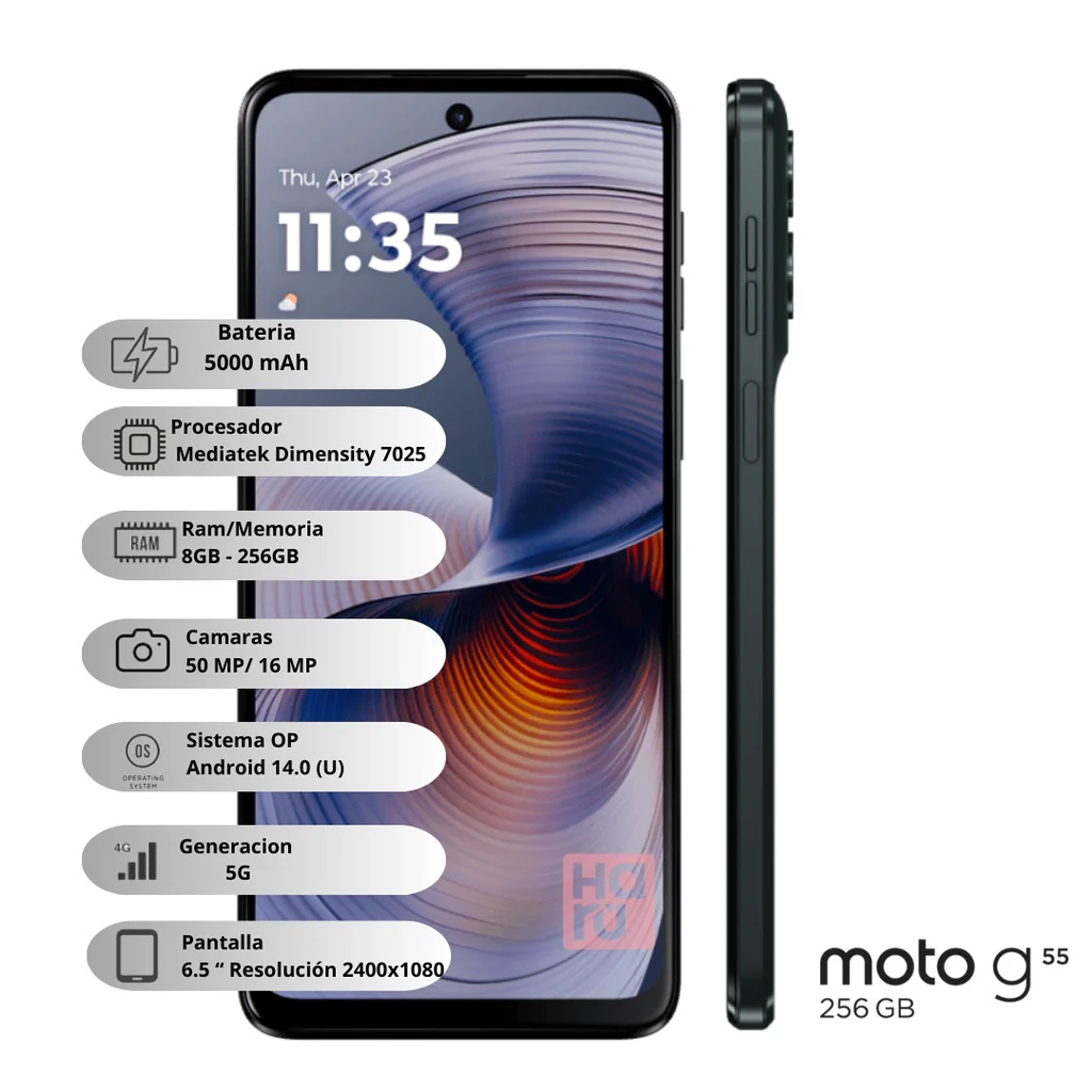 Motorola G55 5G 256Gb 8Ram Color Negro Dualsim Nuevo Libre
