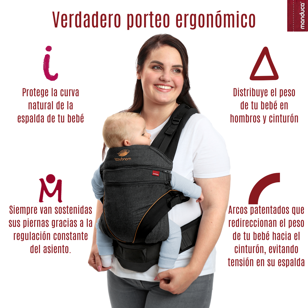Manduca XT Denim Black Mochila Cangurera Ergonómica portabebés Evolutiva.