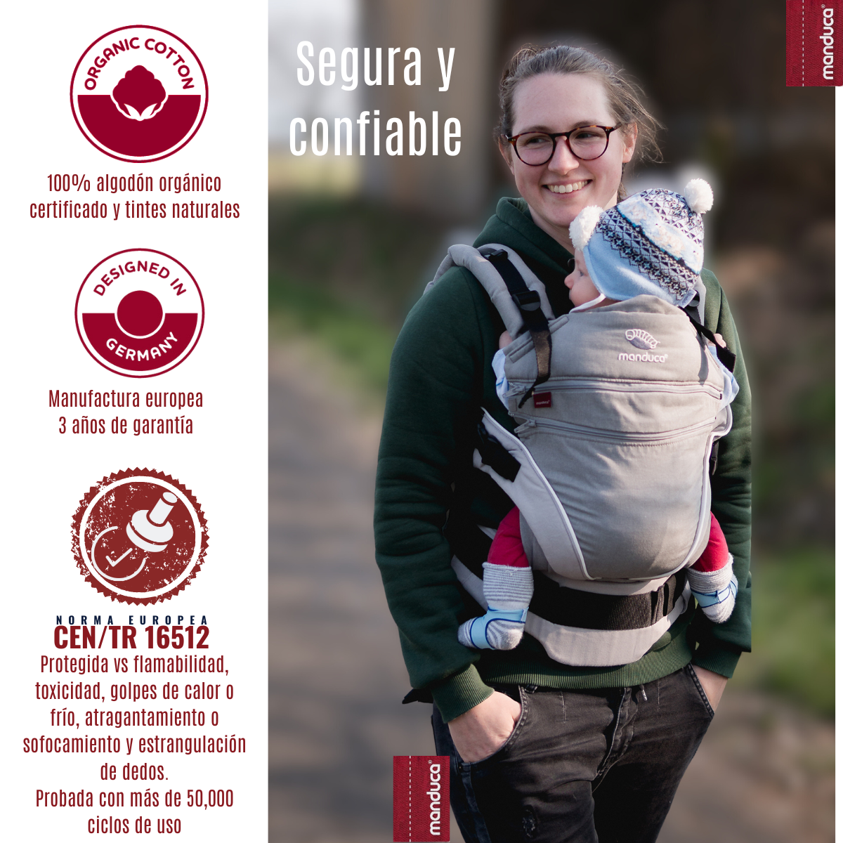 Manduca XT Gray White Mochila Cangurera Ergonómica portabebés Evolutiva.