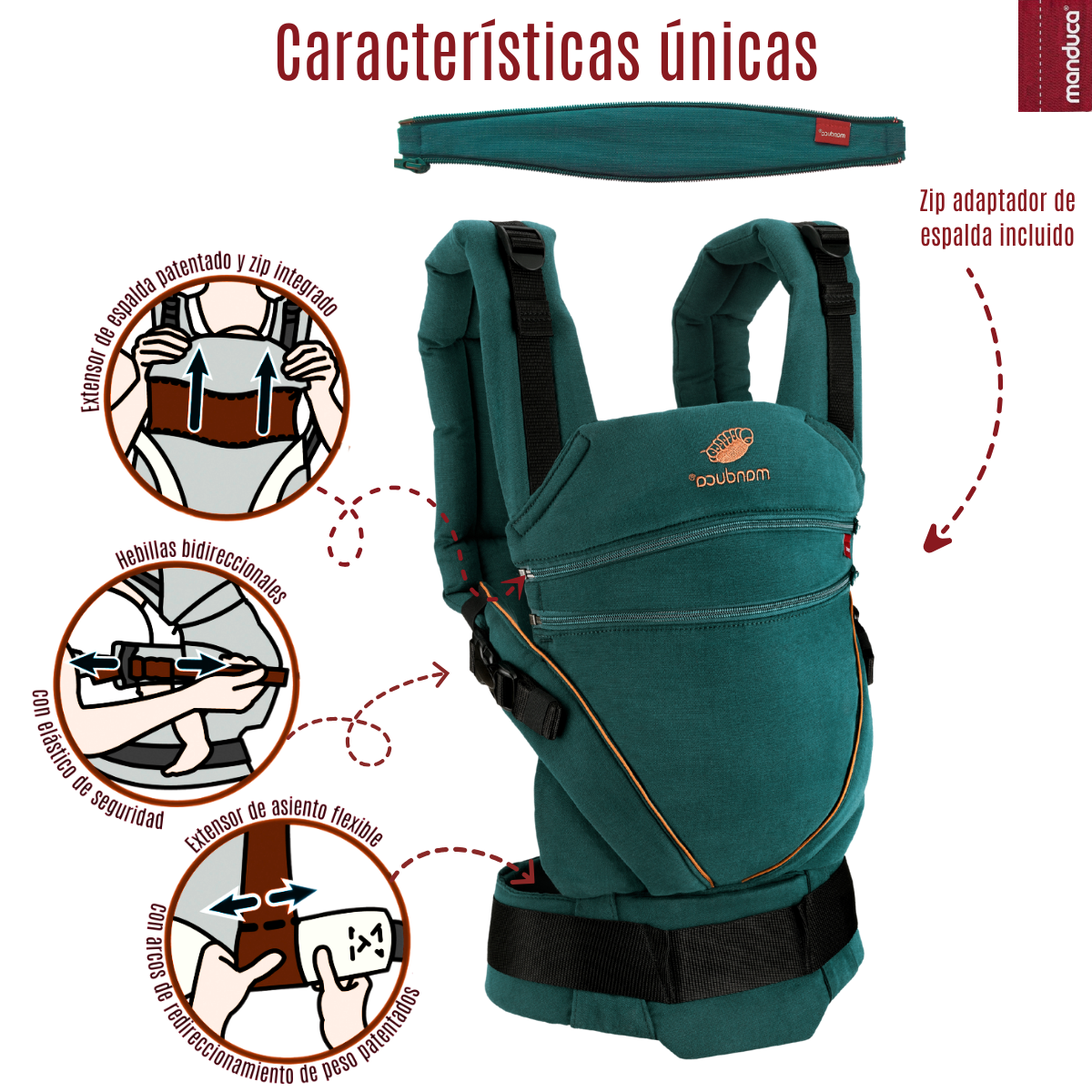 Manduca XT Denim Teal Mochila Cangurera Ergonómica portabebés Evolutiva.