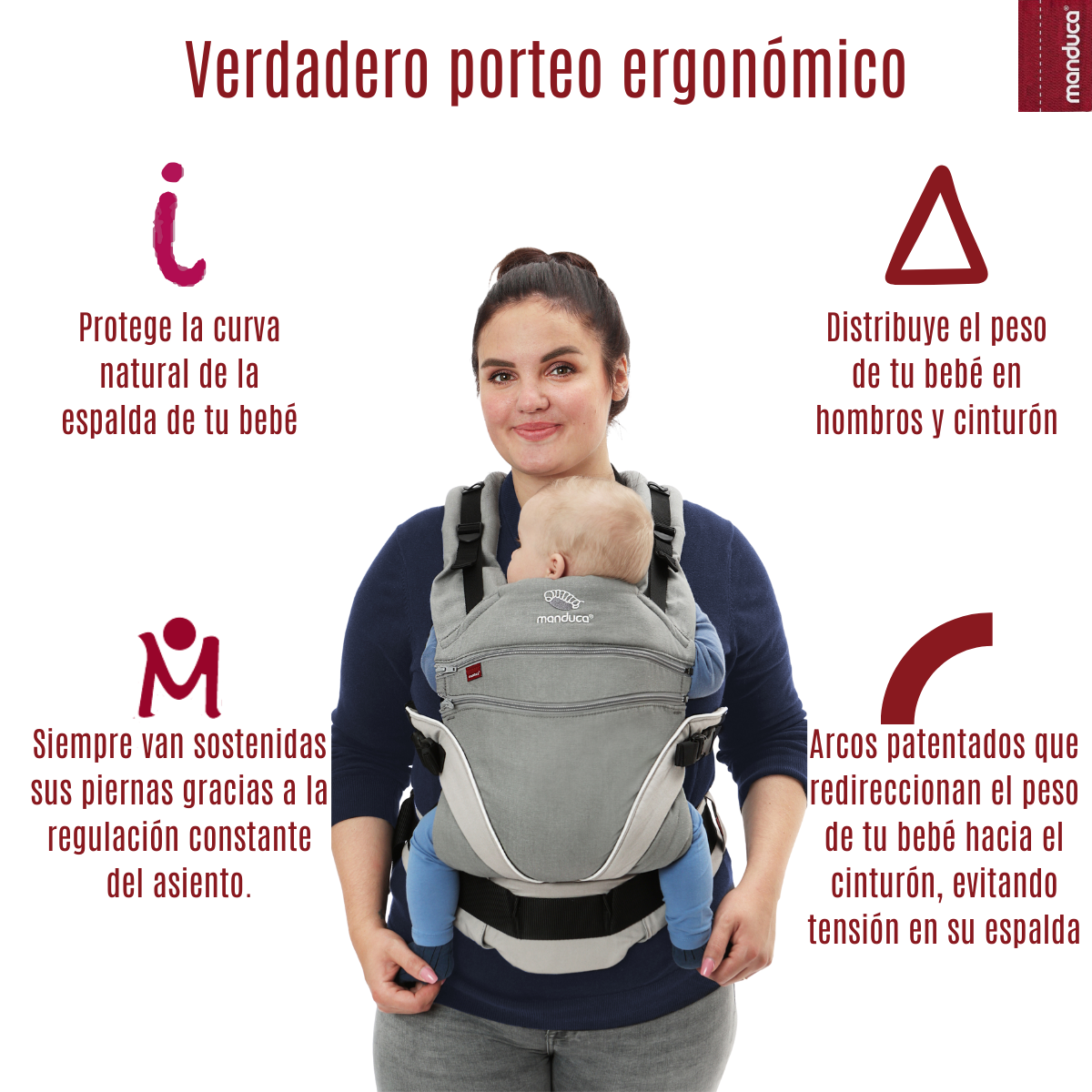 Manduca XT Gray White Mochila Cangurera Ergonómica portabebés Evolutiva.