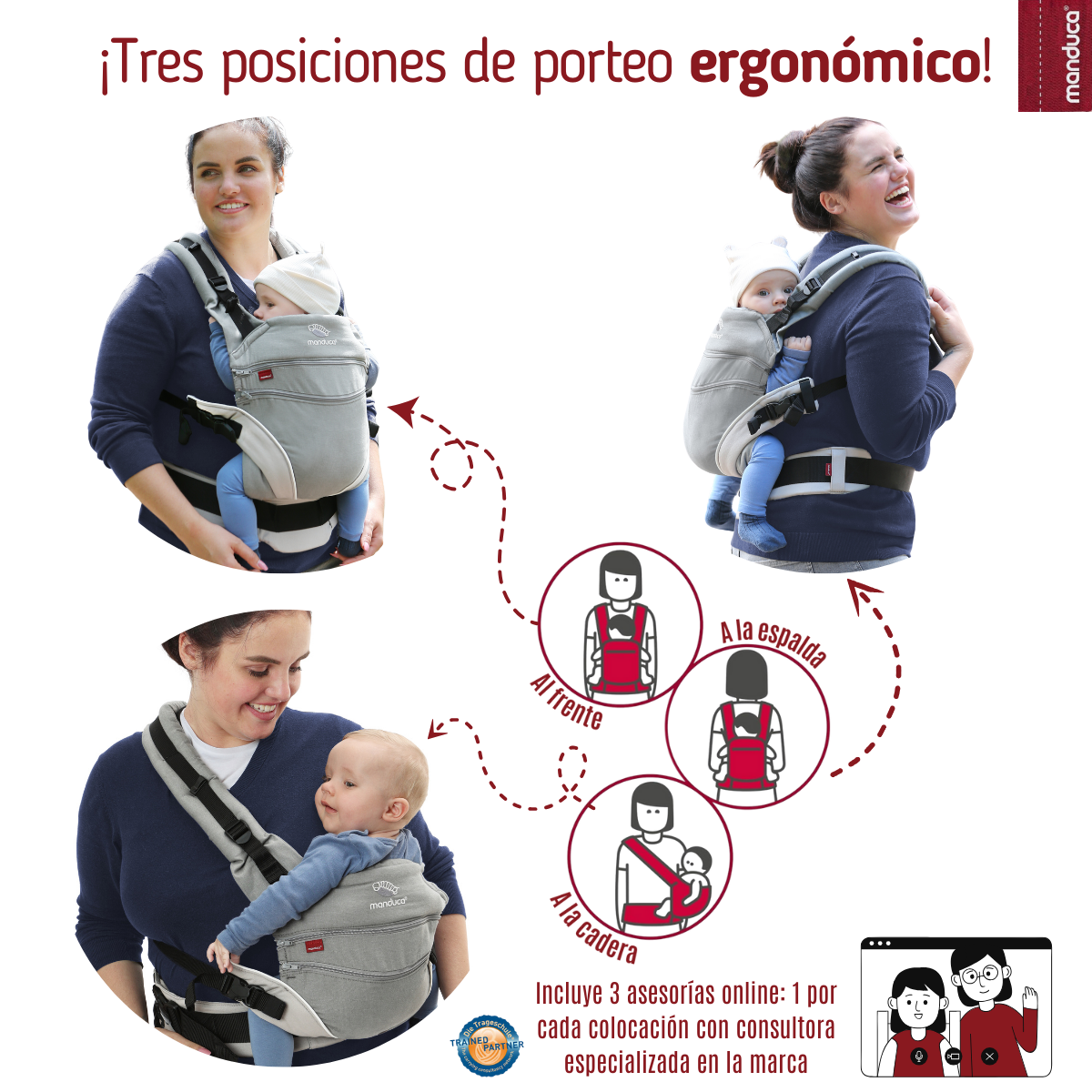 Manduca XT Gray White Mochila Cangurera Ergonómica portabebés Evolutiva.