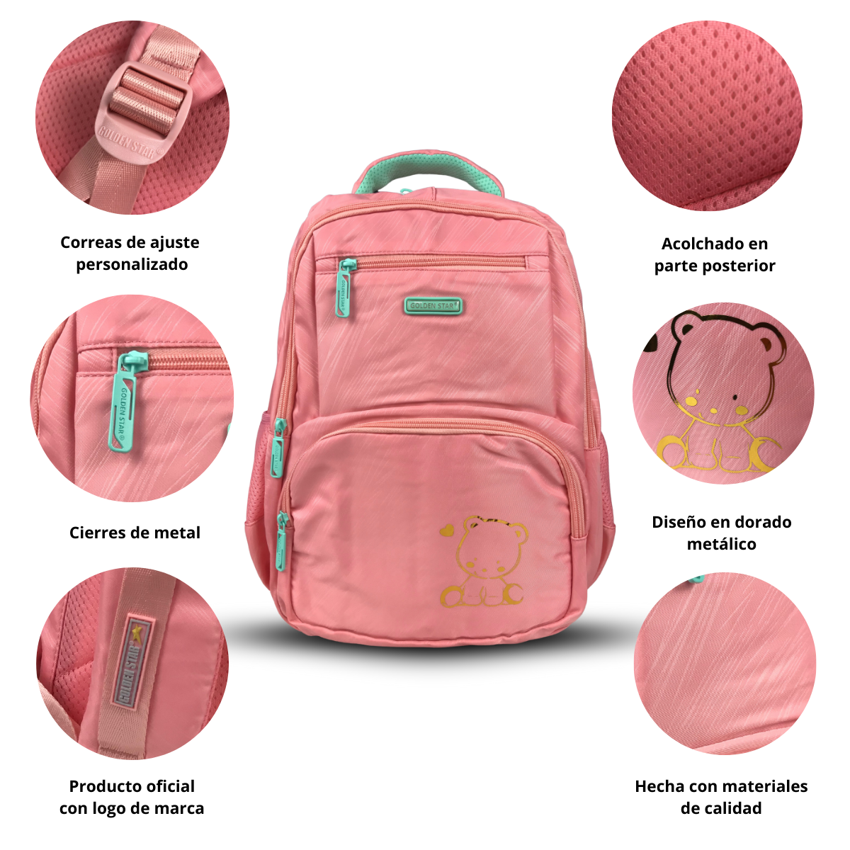 Mochila Golden Star Primaria Osito De Niña Df-8987