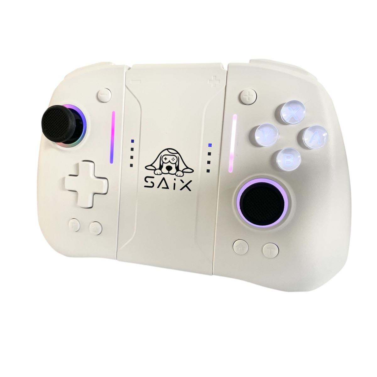 Control Inalámbrico SAIX Joypad Toto White 2 para Nintendo Switch – Sticks Antidrift, Vibración Ajustable y Luces RGB