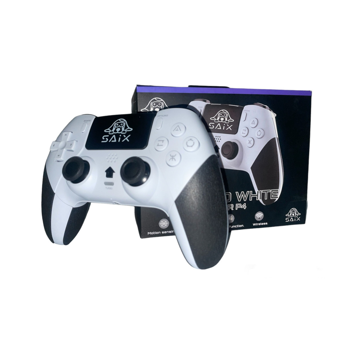 Control Inalámbrico SAIX Apolo White para PS4 – Sticks Antidrift, Turbo y Botones Personalizables