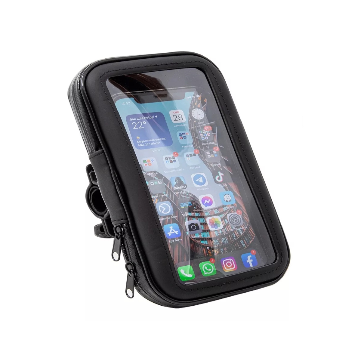 Soporte Base Porta Celular Impermeable Bicicleta Moto Negro ENDY1