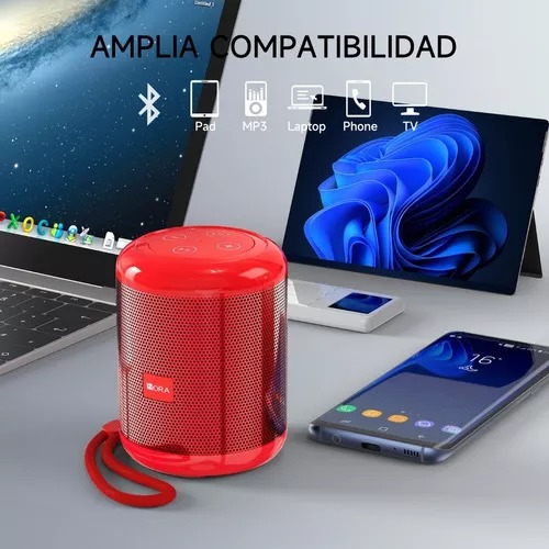 Bocina Portátil  1hora Mini Bluetooth Inalámbrica Color Rojo Mas  Mochila De Gran Capacidad Compartimiento Antirrobo Para Laptop Puerto 