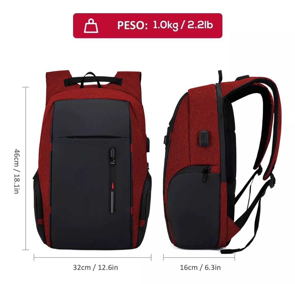 Bocina Portátil  1hora Mini Bluetooth Inalámbrica Color Rojo Mas  Mochila De Gran Capacidad Compartimiento Antirrobo Para Laptop Puerto 