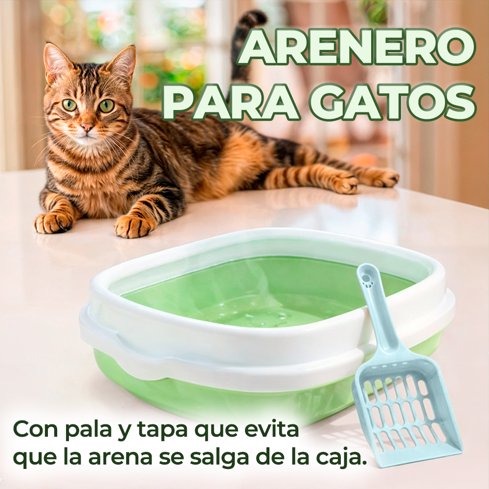 Arenero Plástico Para Gatos Con Pala Resistente Y Duradero 