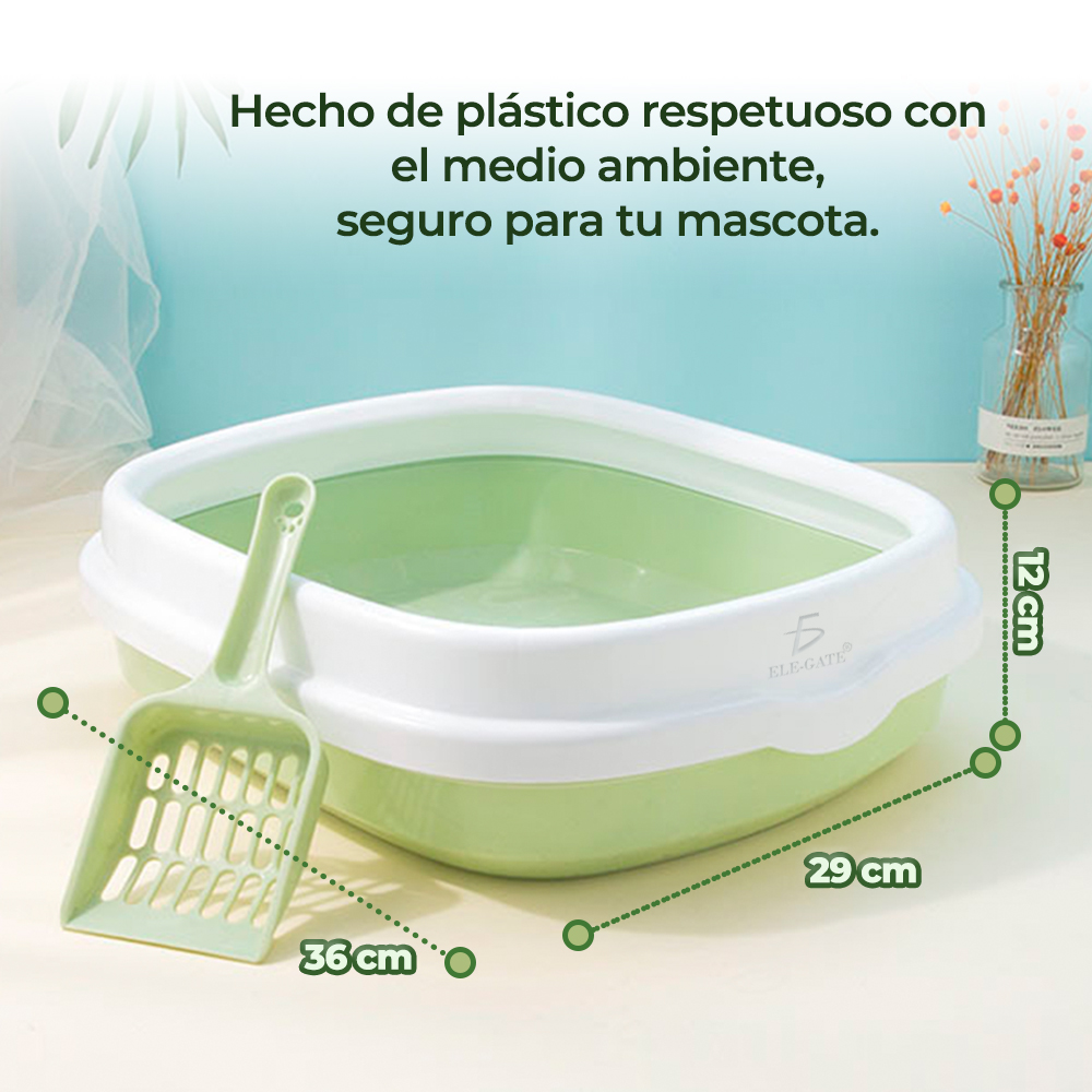 Arenero Plástico Para Gatos Con Pala Resistente Y Duradero 