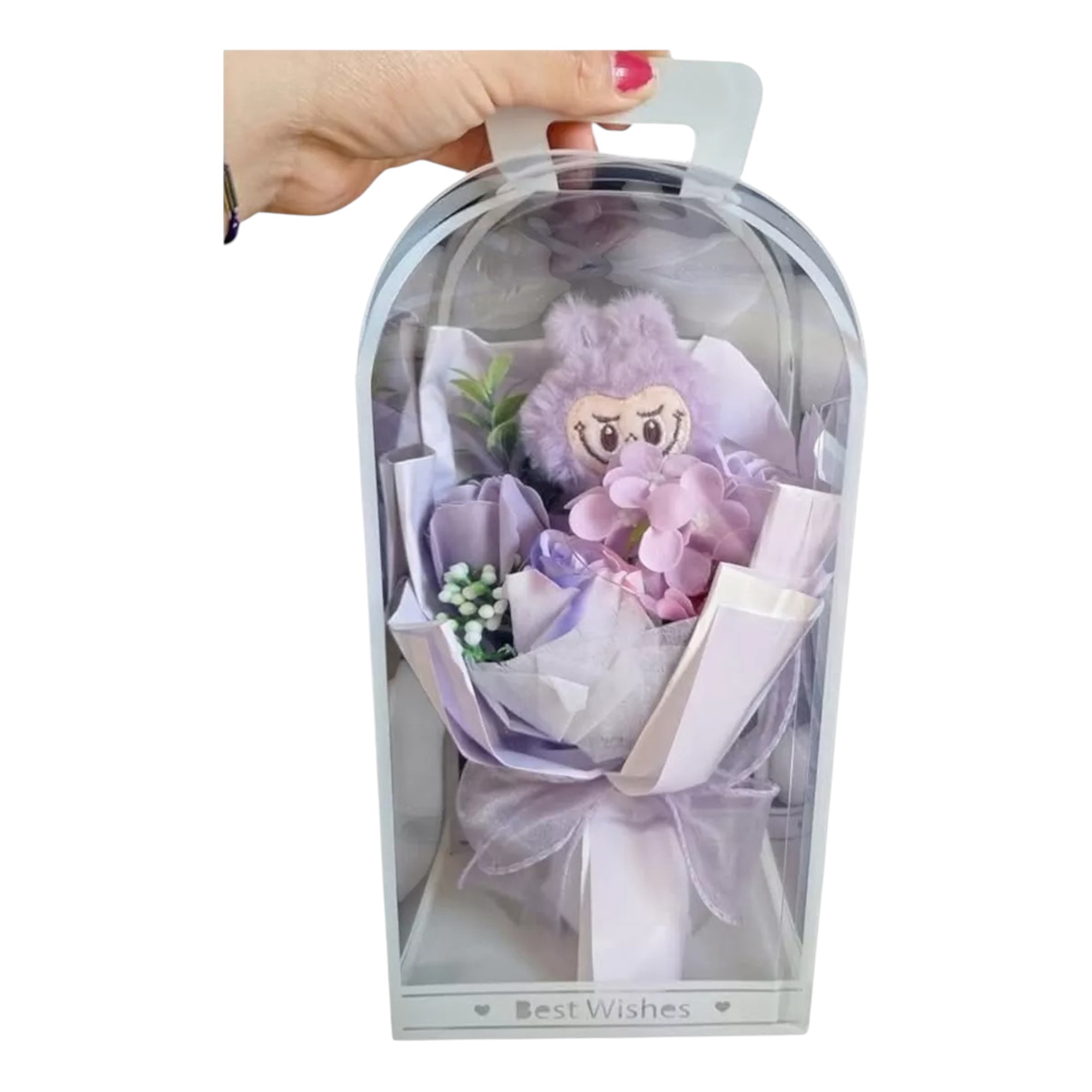 Ramo de flores labubu, regalo kawaii, con luz led
