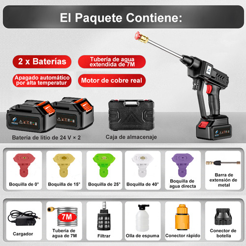 Pistola para hidrolavadoras Adeske A1001B electrica inalambrica y portatil negro