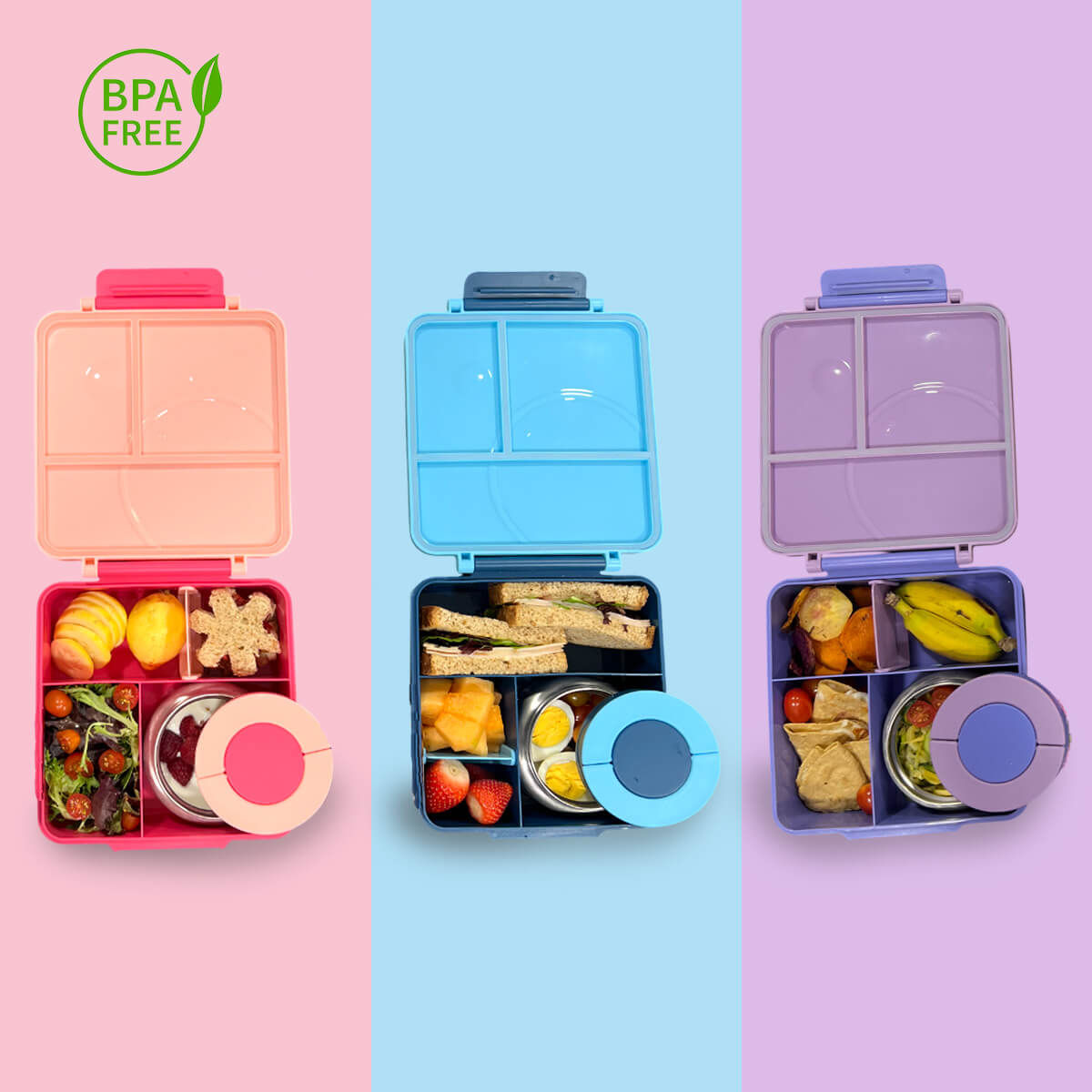 Lonchera para niña tipo omiebox incluye termo, bento box c 4 compartimentos modulables de gran capacidad, lunch box con sellado hermético anti-fugas, caja de almuerzo BPA Free