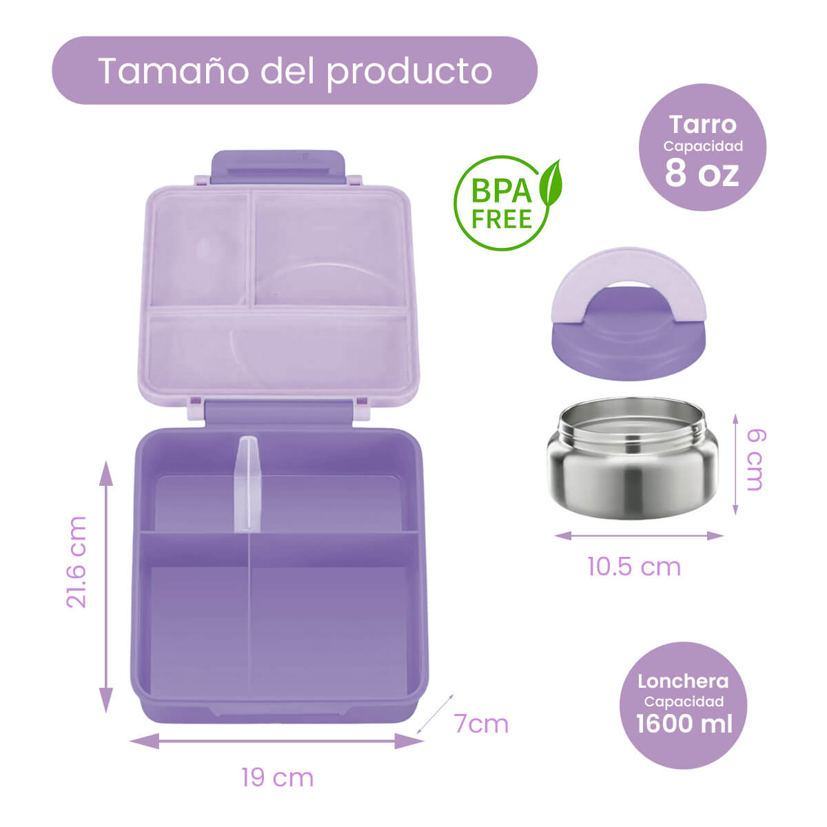 Lonchera para niña tipo omiebox incluye termo, bento box c 4 compartimentos modulables de gran capacidad, lunch box con sellado hermético anti-fugas, caja de almuerzo BPA Free