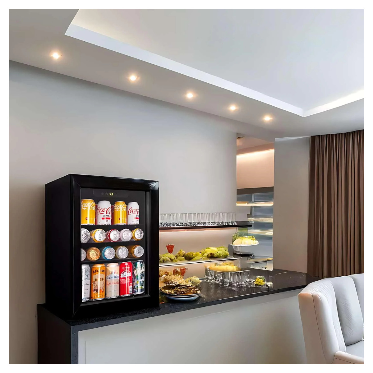 Frigobar Shtark 2.4 Pies Cúbicos con Puerta de Vidrio SHTBC01
