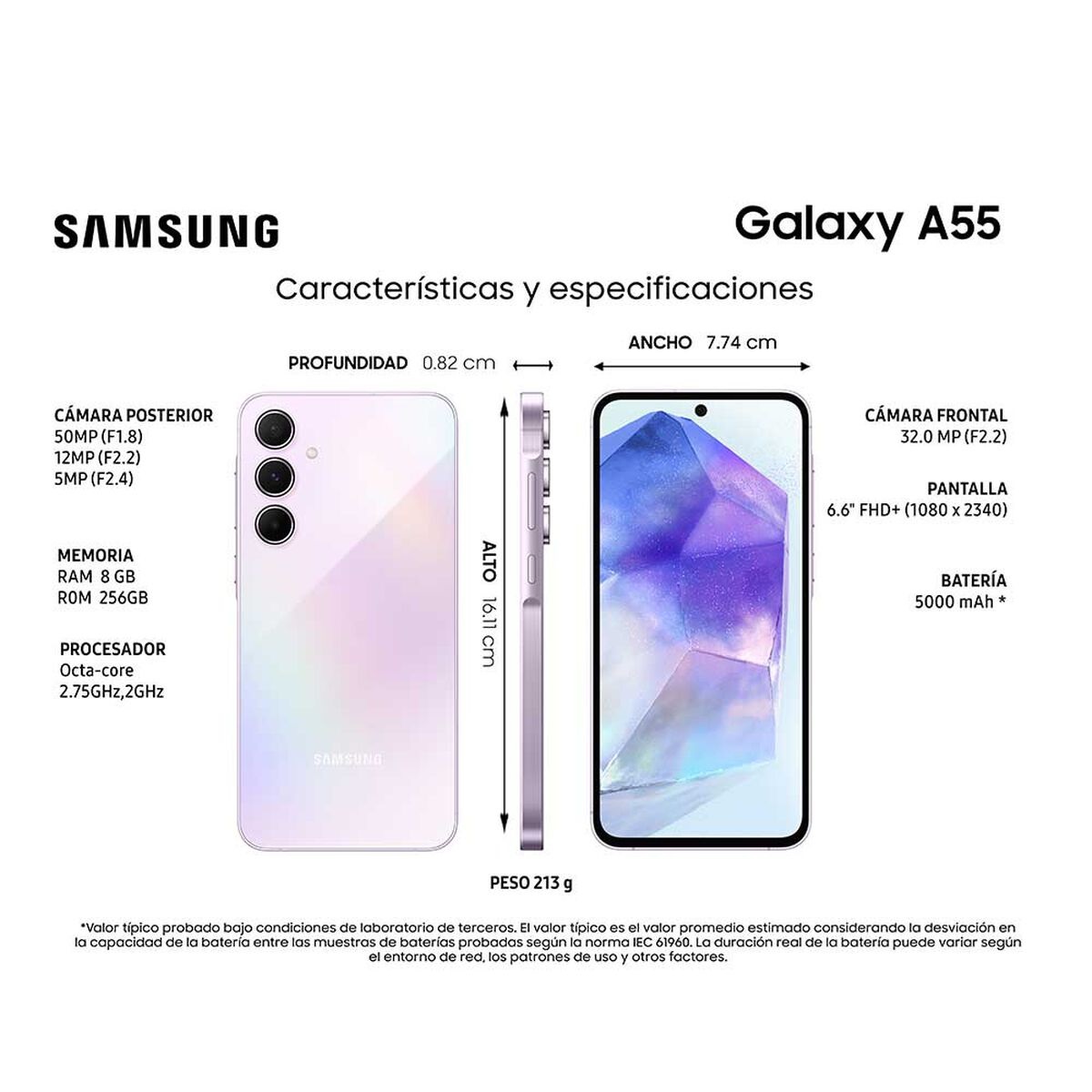 Samsung A55 5G 256Gb 8Ram Color Lila Dualsim Nuevo Libre