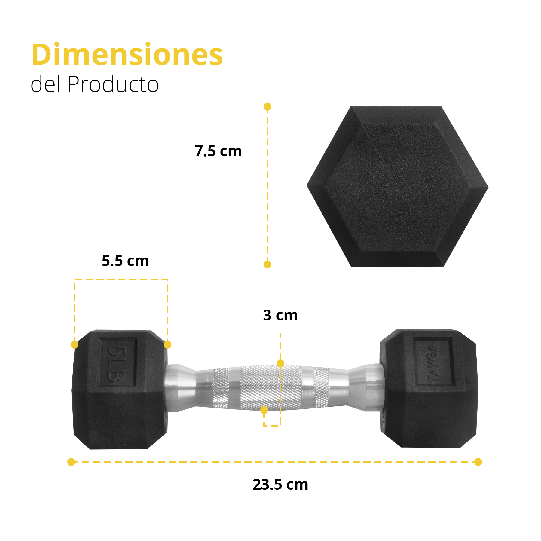 Tayga par de mancuernas hexagonales PVC 5 lb