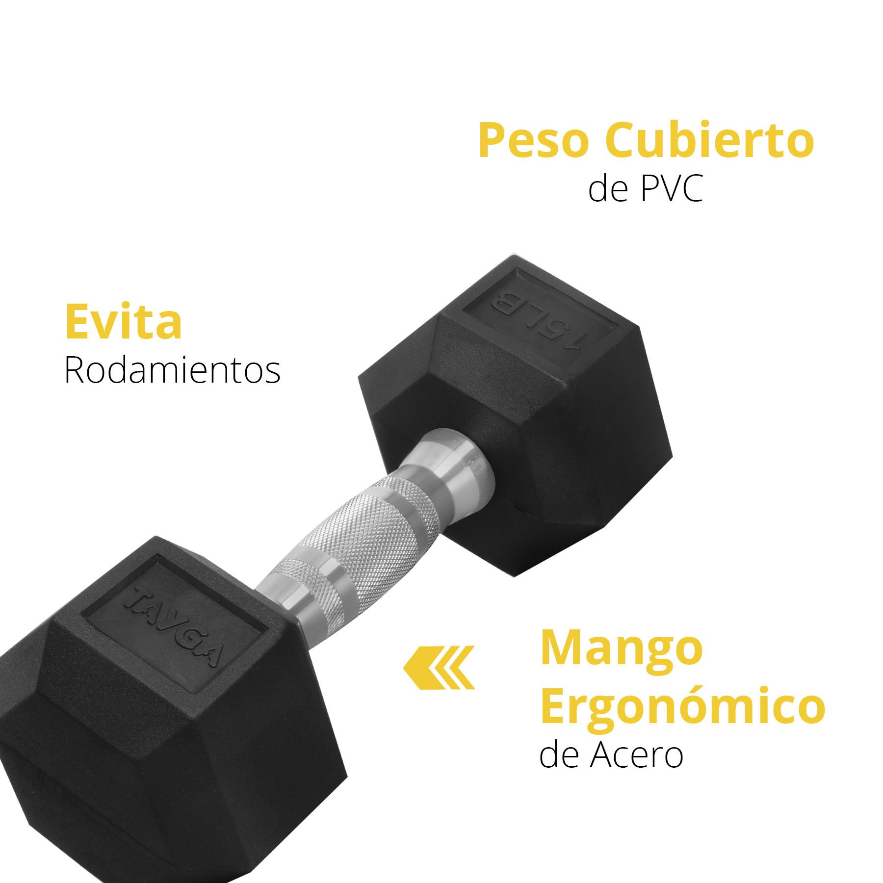 Tayga par de mancuernas hexagonales con caucho rubber 15 lb
