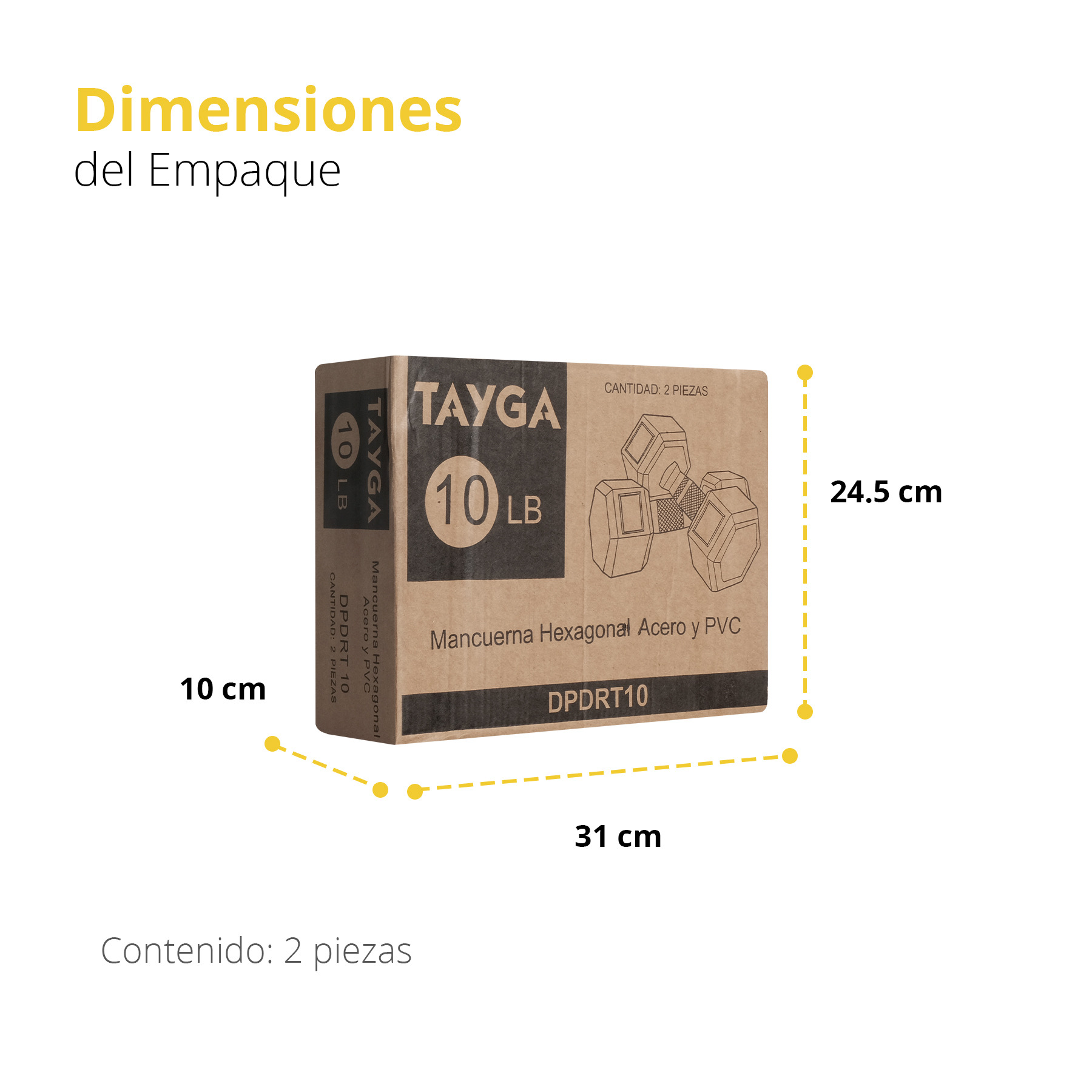 Tayga par de mancuernas hexagonales PVC 10 lb