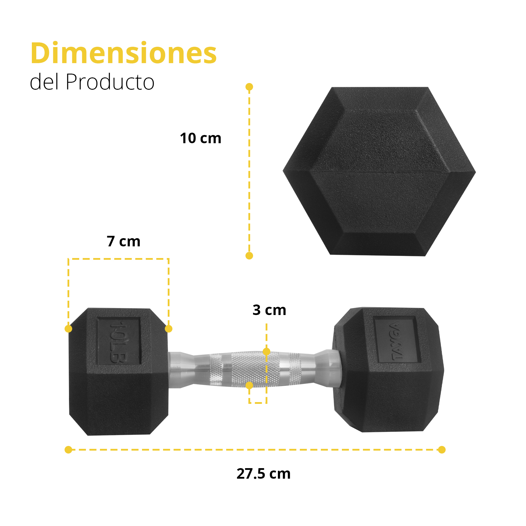 Tayga par de mancuernas hexagonales PVC 10 lb