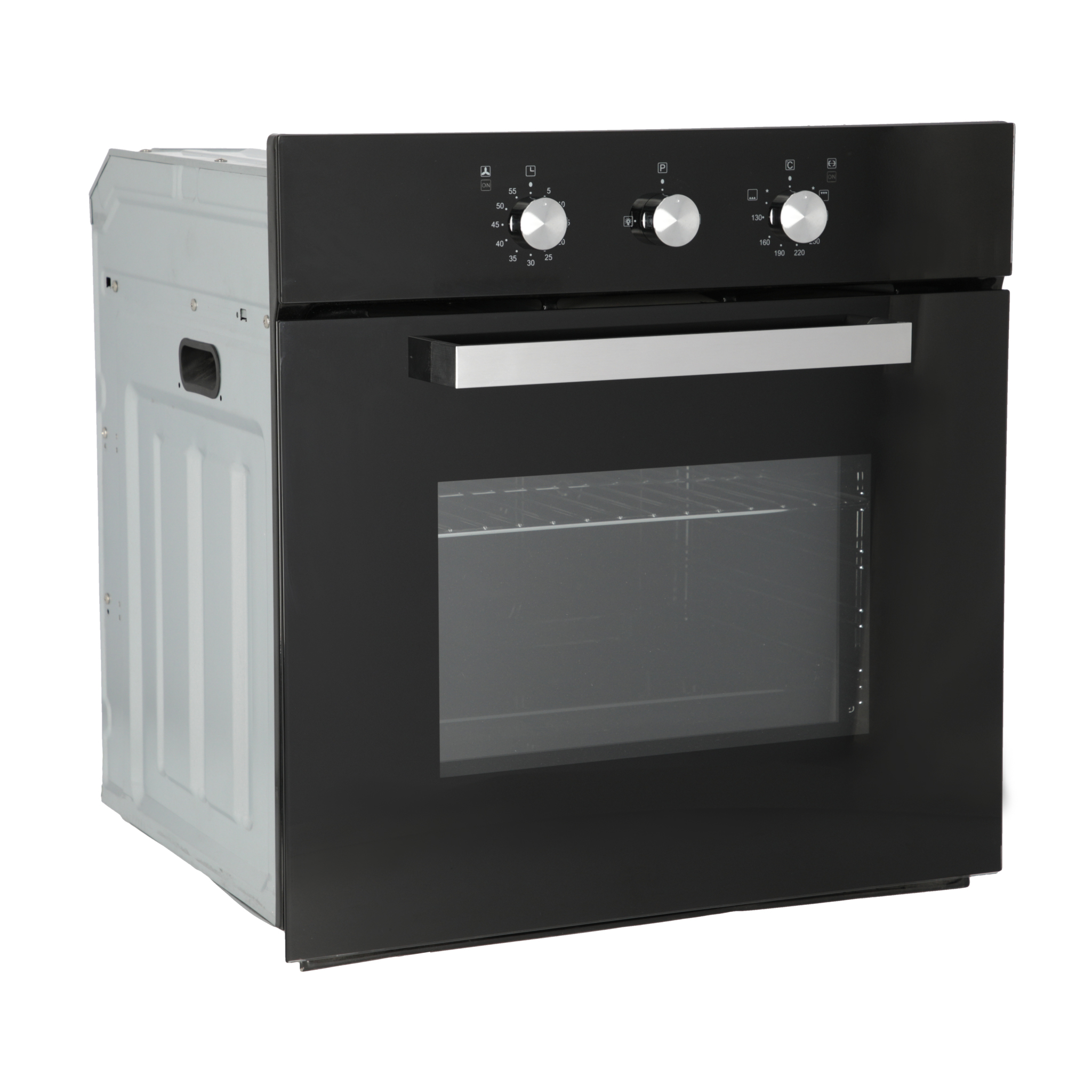 Horno de Gas Empotrable 60 cm Cristal Templado Negro.