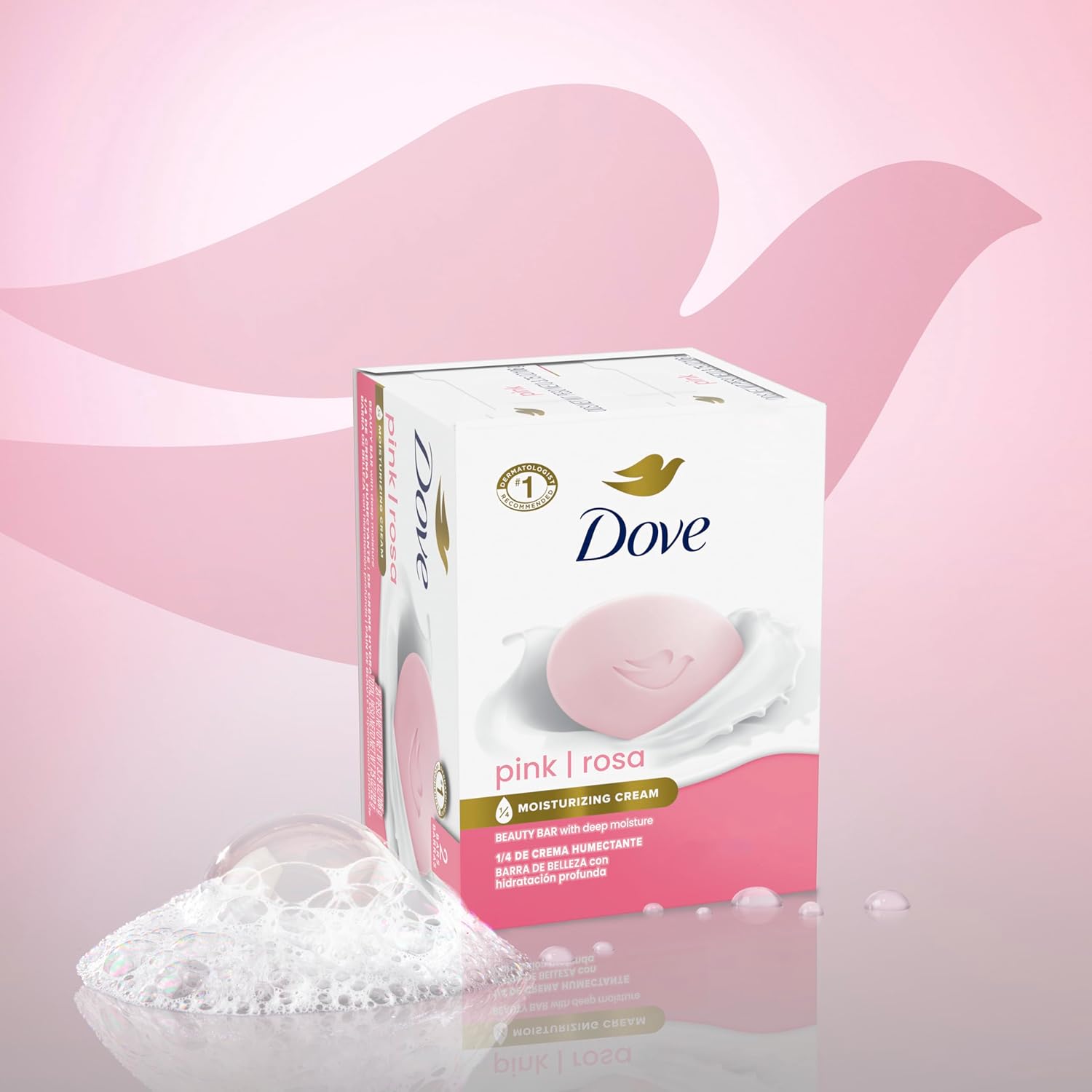 Dove Rosa Barra de Belleza, Jabón Hidratante con Crema Humectante y Vitamina C, Pack 6 x 135 g