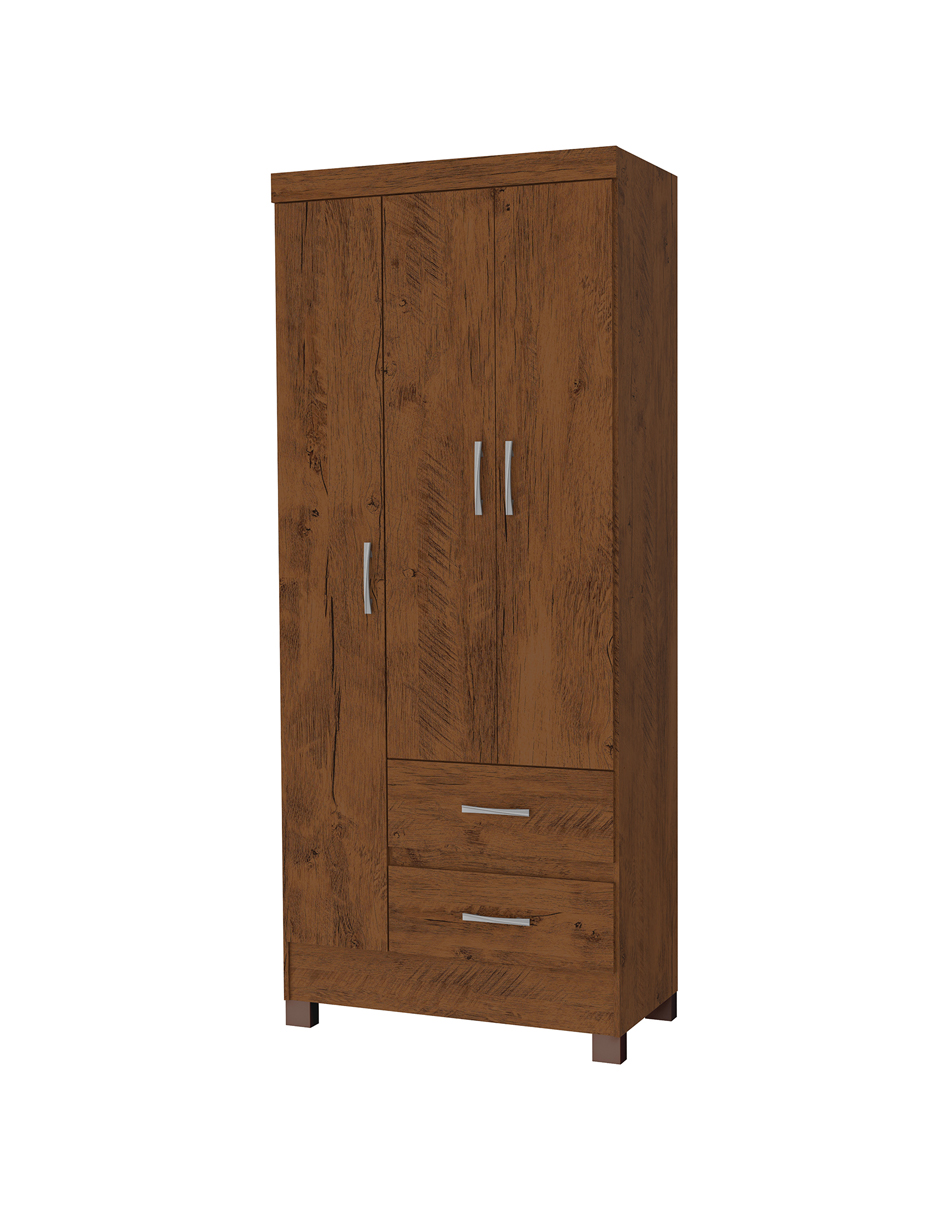 Ropero Closet Moderno Iris 3 Puertas Y 2 Cajones Rustico