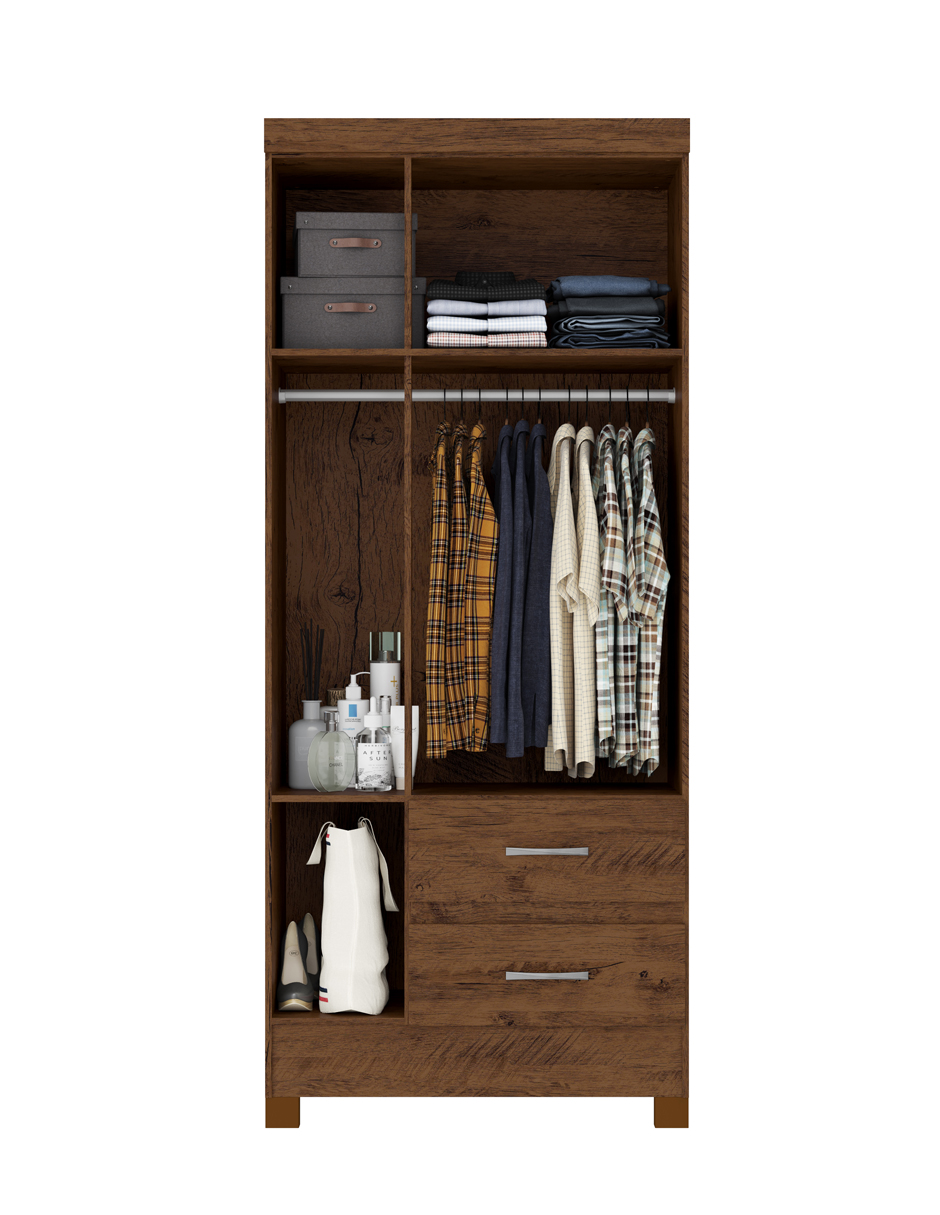 Ropero Closet Moderno Iris 3 Puertas Y 2 Cajones Rustico