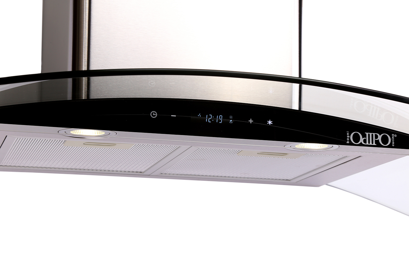 TRICOMBO Campana 90cms Cristal Curvo Tipo Pared Cont Dig + Parrilla de Cristal 76 cm Cristal Templ Negro + Horno Gas 60 cm.