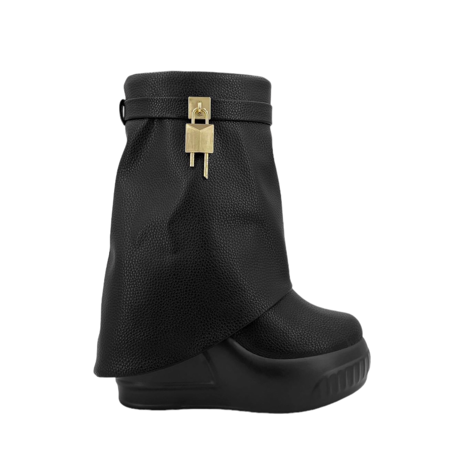 Bota Cubierta Tipo Pantalón Negro Candado Dorado LILIANA