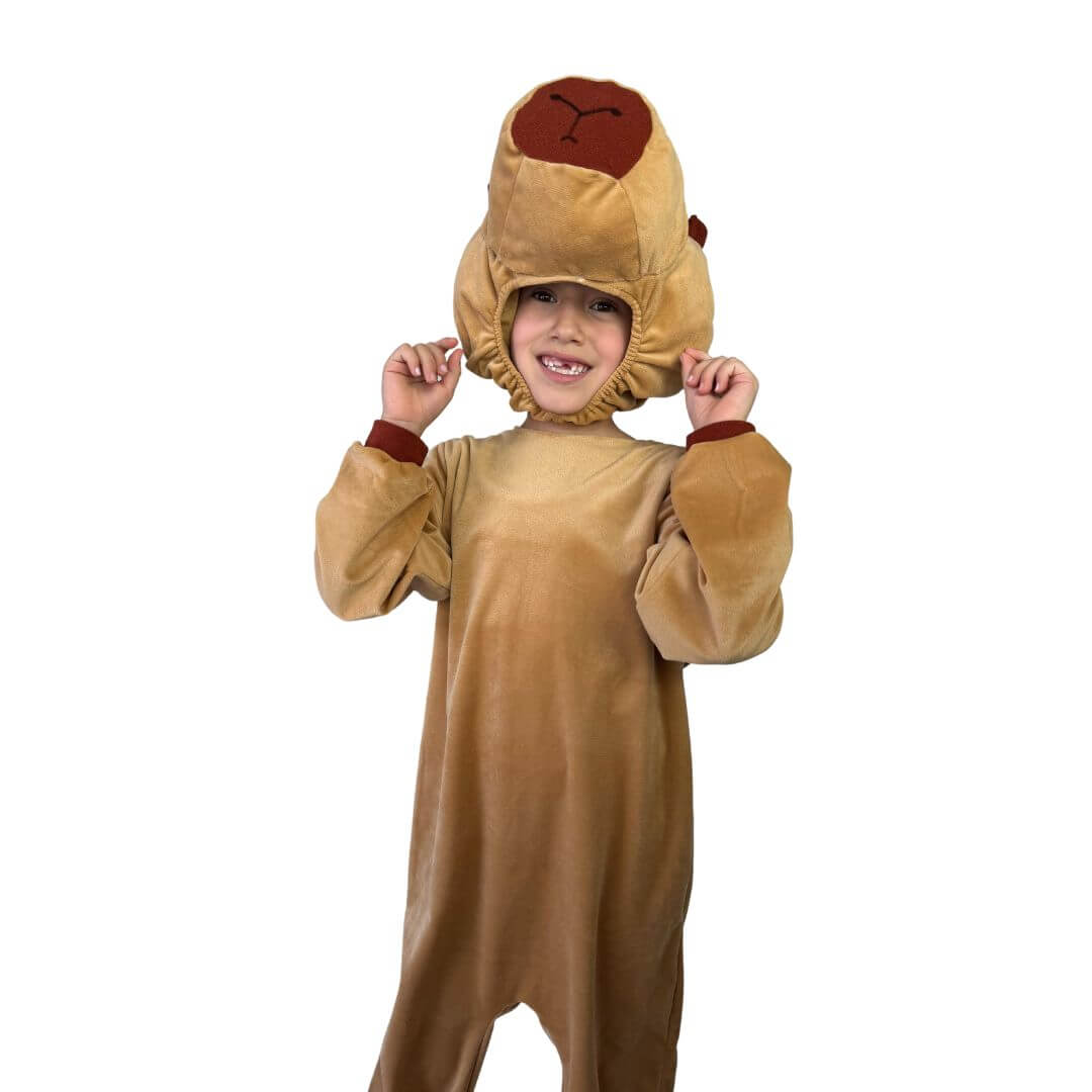 Disfraz de Capibara - Traje de la Primavera Niñas y Niños - Mameluco con Gorra - Disfraces Infantiles Capibaras Kawaii - Vestuario Halloween Capybara