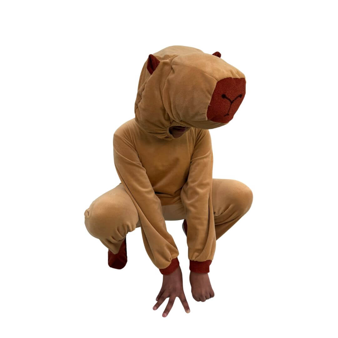 Disfraz de Capibara - Traje de la Primavera Niñas y Niños - Mameluco con Gorra - Disfraces Infantiles Capibaras Kawaii - Vestuario Halloween Capybara