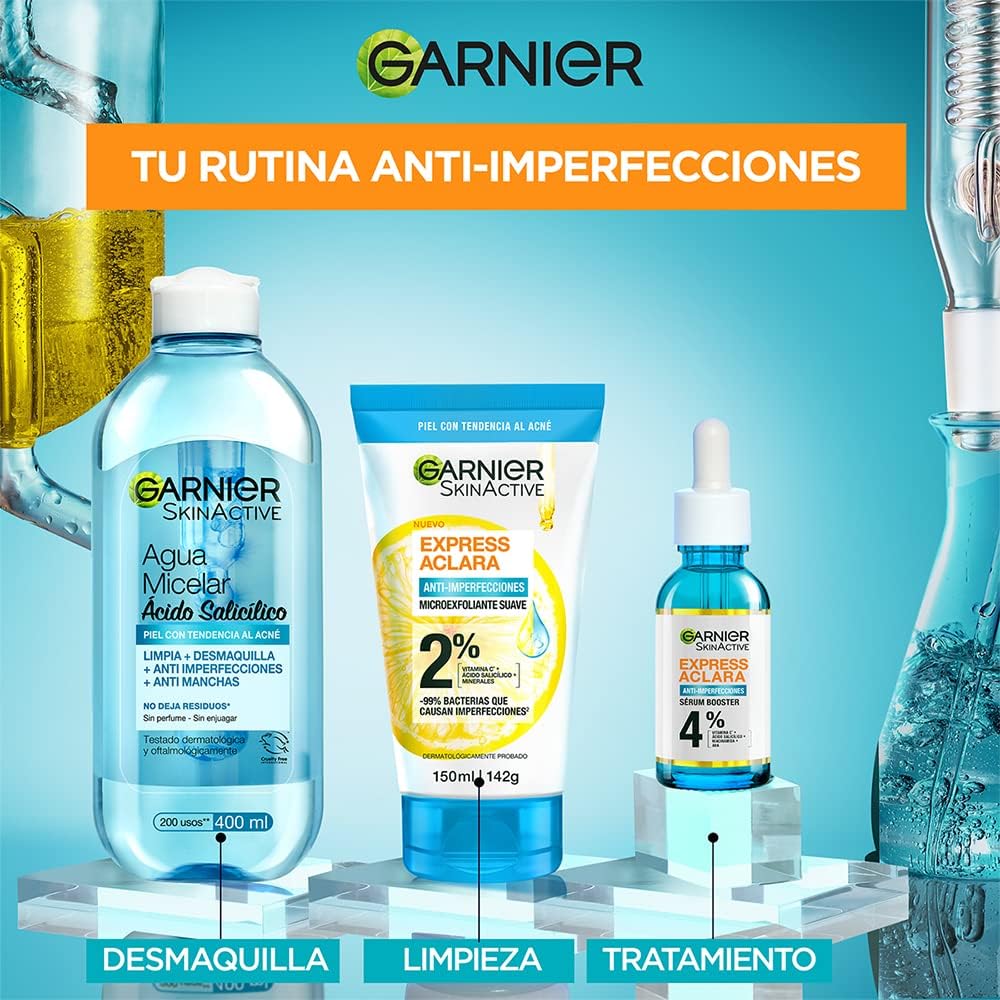 Kit Garnier Rutina Express Aclara Anti Acné con Ácido Salicílico + Vitamina C y AHA