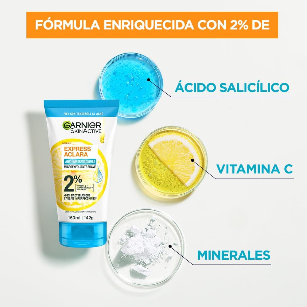 Kit Garnier Rutina Express Aclara Anti Acné con Ácido Salicílico + Vitamina C y AHA