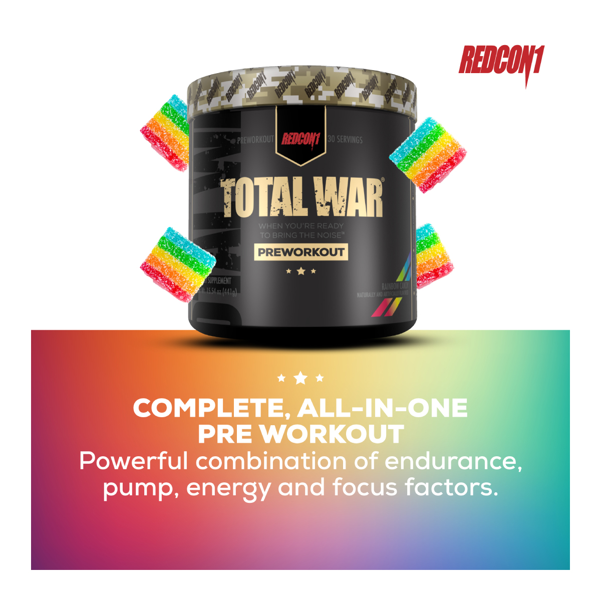 Pre-Entreno Redcon1 Total War 441g 30 Serv. - Mora Azul